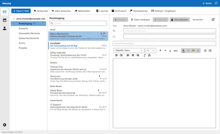 New email with formatting toolbar