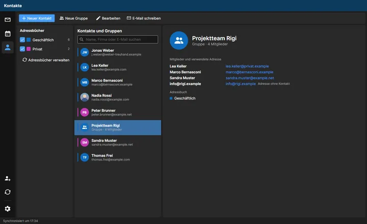 Kontakte im dunklen Design
