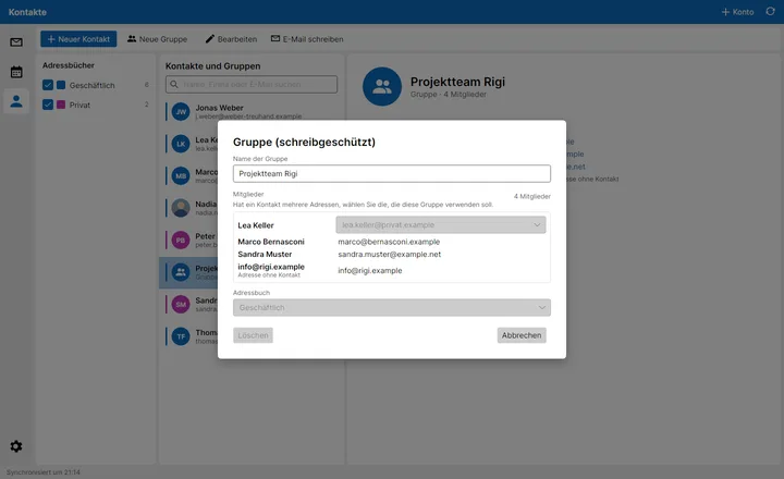 Mailing list with address choice per member